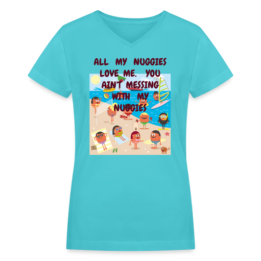 Women's V-Neck T-Shirt - aqua